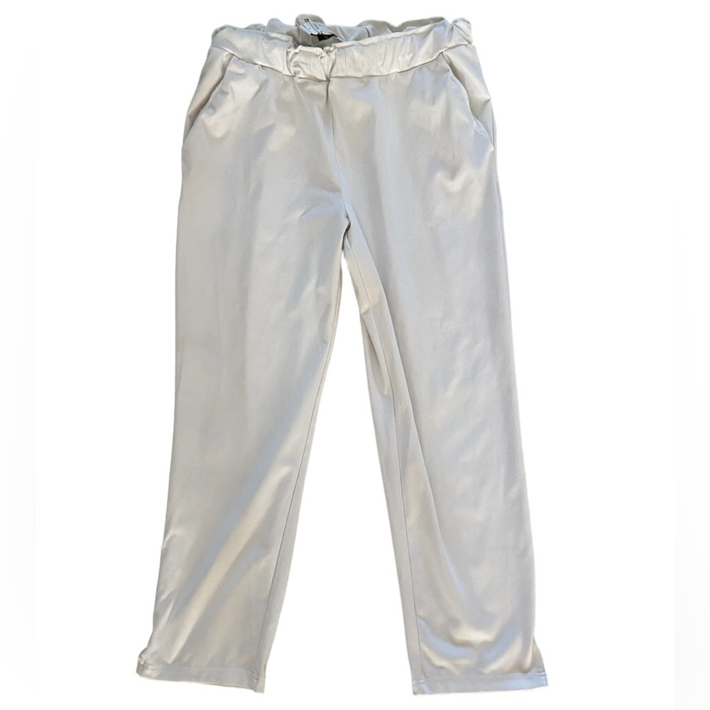 Joie pull up off white pants size L two pockets, slits on side